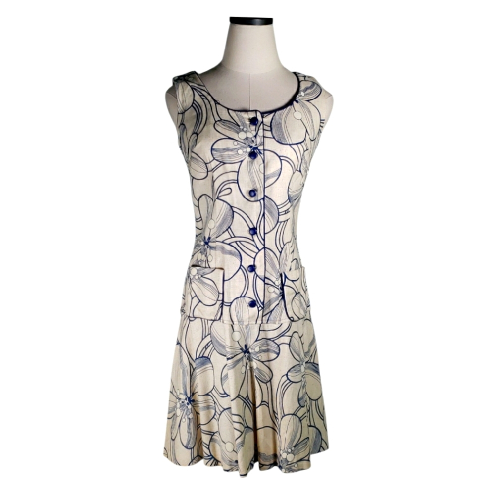 Cover Girl Miami 60s Mod Hand Tailored Designer Hip Preppy Dropped Waist Dress S